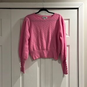 Filoro Pink 100% cashmere sweater with puffy sleeves